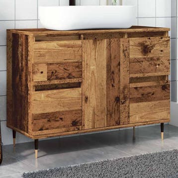 vidaXL Badkamerkast 80x33x60 cm bewerkt hout oud houtkleurig, Verzenden, Nieuw