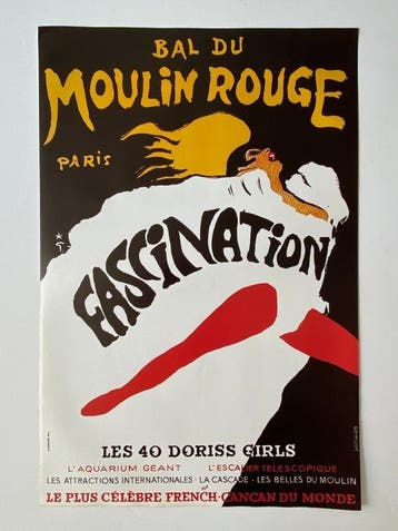 René Gruau - BAL DU MOULIN ROUGE - FASCINATION - Années 1980