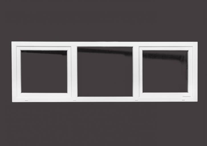 PVC draaikiep-vast-draaikiep b250xh80 cm wit intrek, Doe-het-zelf en Bouw, Glas en Ramen, Dubbelglas, Nieuw, Gevelraam of Ruit