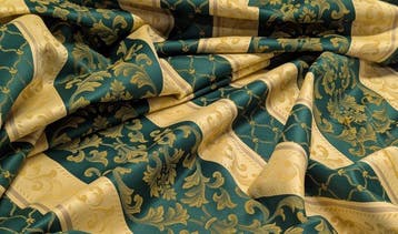 Tessuto d’Arredo di Lusso – Verde Smeraldo e Oro – Fine