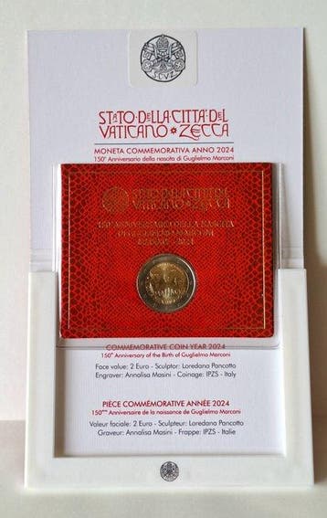Vaticaan. 2 Euro 2024 Guglielmo Marconi (Zonder