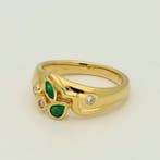Bague - 18 carats Or jaune Émeraude - Diamant, Nieuw