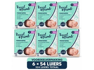 Veiling - Rascal Premium Nappies | Maat 1 | 6x54 Luiers, Nieuw