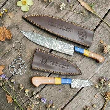 Hand-Forged with Old Steel, Japanese Style Knives with cover