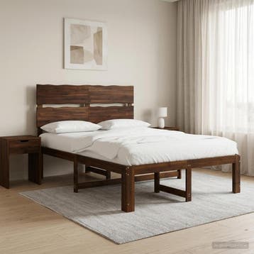 vidaXL Tweepersoonsbed met hoofdbord ROSTOCK Donkerbruin 120, Huis en Inrichting, Slaapkamer | Bedden, Verzenden, Nieuw