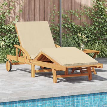 vidaXL Ligstoel Massief Acacia Hout Beige, Tuin en Terras, Verzenden, Nieuw