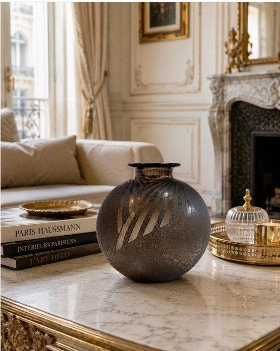Schneider - Vaas - bol met korte hals en uitgewaaide lip –, Antiek en Kunst, Antiek | Glaswerk en Kristal