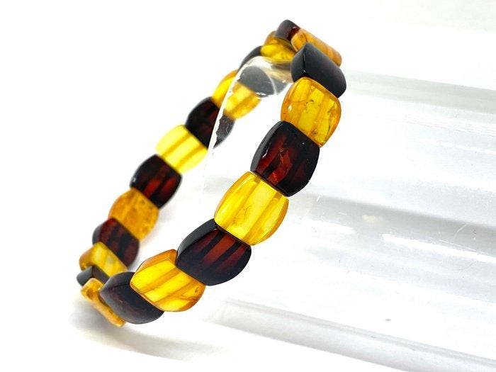 Sunlight & Deep Cherry - Bracelet en ambre baltique, Verzamelen, Mineralen en Fossielen