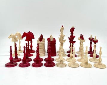 Schaakspel - 19th century bone chess set - Been, Antiek en Kunst