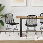 vidaXL Eetkamerstoel 2 pcs Riet en Ijzer Zwart 44,5 x 54,5 x, Huis en Inrichting, Stoelen, Verzenden, Nieuw