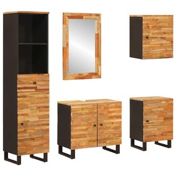 vidaXL Badkamer Sets 5 st Naturel 38 x 33 x 160 cm Massief, Verzenden, Nieuw