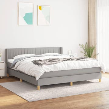 vidaXL Boxspring met matras stof lichtgrijs 180x200 cm, Verzenden, Nieuw