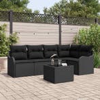 vidaXL Tuinbank Set met opslag 6 pcs Zwart poly rattan, Verzenden, Nieuw