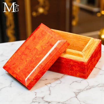 Rood-oranje mozaïek - Bamboekoraal Handgemaakt rechthoekige