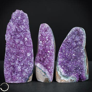Exquisiet Amethyst-Drusen-Set – Drie natuurlijke