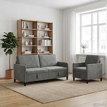 vidaXL Sofa Set Met Opslag 2 st Donkergrijs Polyester, Verzenden, Nieuw