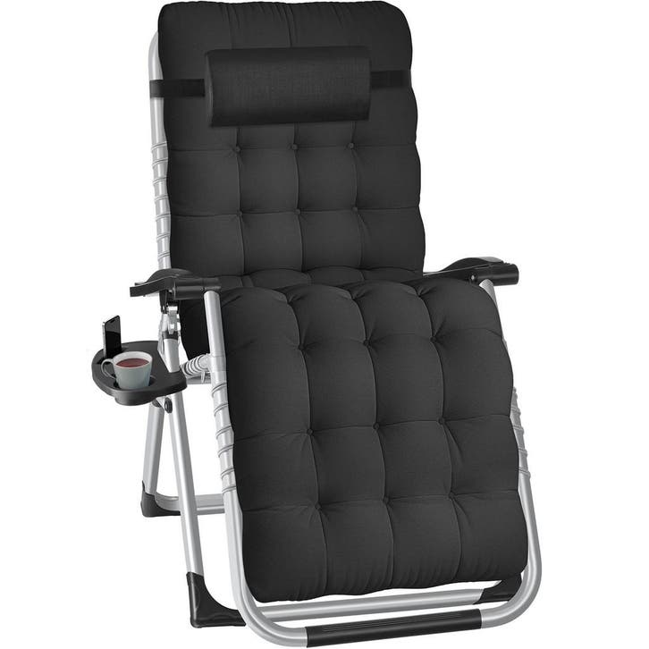 tectake Ligbed Cloud inklapbaar, traploos verstelbaar - zwar, Tuin en Terras, Overige Tuin en Terras, Verzenden