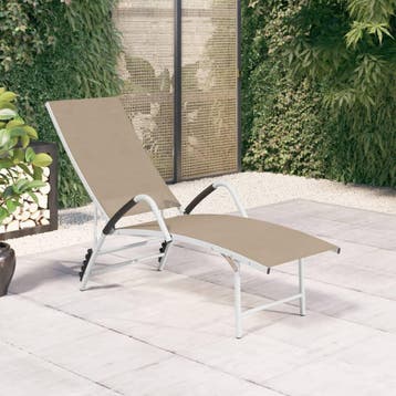 vidaXL Ligbed textileen en aluminium crèmekleurig, Tuin en Terras, Verzenden, Nieuw