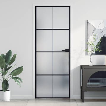 vidaXL Binnendeur smal 76x201,5 cm gehard glas en aluminium, Verzenden