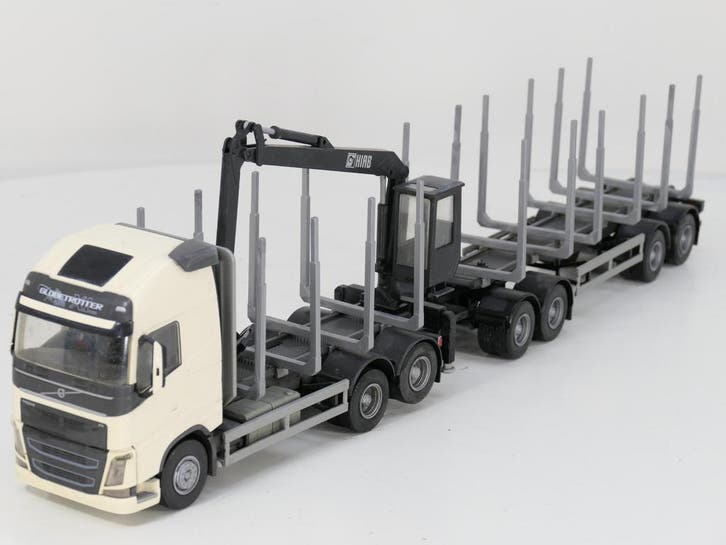 Schaal 1:25 EMEK Volvo FH12 6x4 Wit Hout Transporter met..., Hobby & Loisirs créatifs, Voitures miniatures | Échelles Autre, Enlèvement ou Envoi