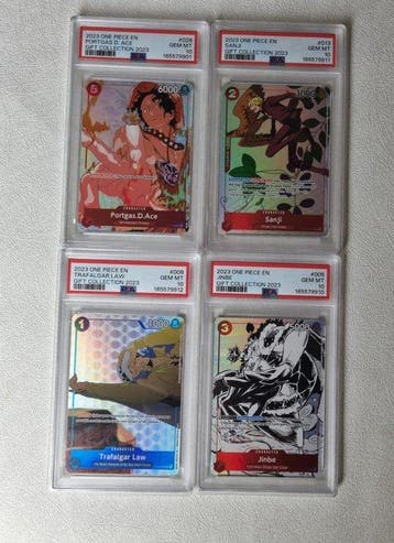 Bandai - 4 Graded card - One Piece - ACE, SANJI, JINBE & LAW, Nieuw