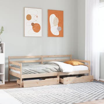 vidaXL Slaapbank met lades 80x200 cm massief grenenhout wit, Verzenden