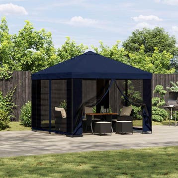 vidaXL Tuin gazebo met zijwanden 3 x 3 m Blauw Polyester en, Verzenden