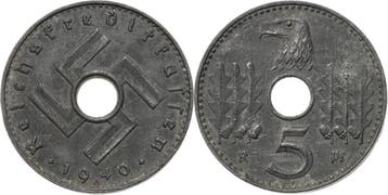 5 Reichspfennig 1940 munten der Reichskreditkassen, Postzegels en Munten, Munten | Europa | Niet-Euromunten, Verzenden, België