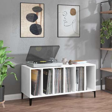 vidaXL Platenkast 100x38x48 cm bewerkt hout wit, Verzenden