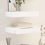 vidaXL Wandplanken zwevend met lades 2 st 48 cm wit, Verzenden, Nieuw