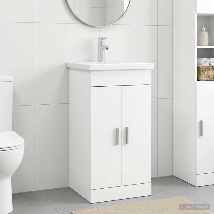 vidaXL Badkamer Vanity met Wastafel Wit 42 x 40 x 84,5 cm, Maison & Meubles, Tables | Coiffeuses, Envoi