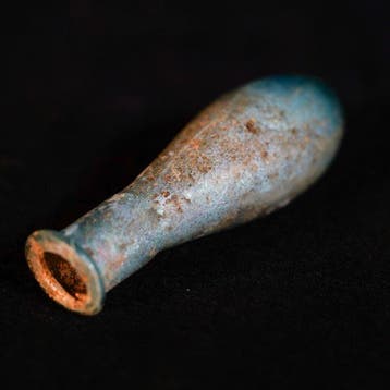 Oud-Romeins Iridescent Glass Unguentarium, 8,2 cm - Eigendom