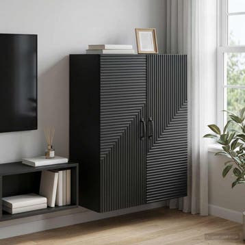vidaXL Wandkast Zwart 66 x 34,5 x 90 cm Bewerkt hout, Verzenden, Nieuw