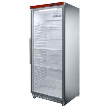 Koelkast GN 2/1, glazen deur, geventileerd, 600 liter. R.V.S, Verzenden