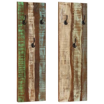 vidaXL Wandkapstokken 2 st 36x3x110 cm massief gerecycled, Verzenden