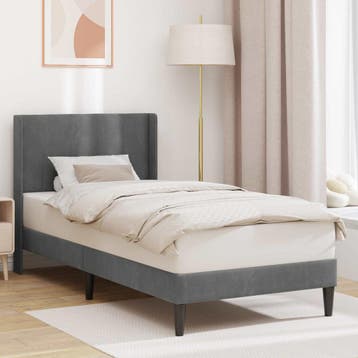 vidaXL Bedframe met hoofdeinde Donkergrijs 90 x 190 cm, Verzenden