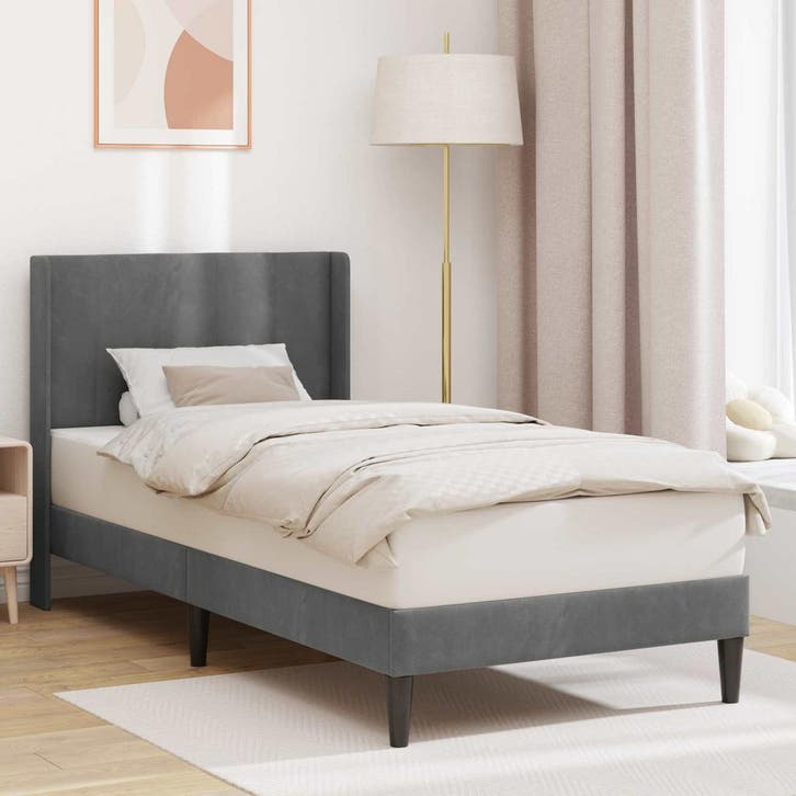 vidaXL Bedframe met hoofdeinde Donkergrijs 90 x 190 cm, Maison & Meubles, Chambre à coucher | Lits, Envoi