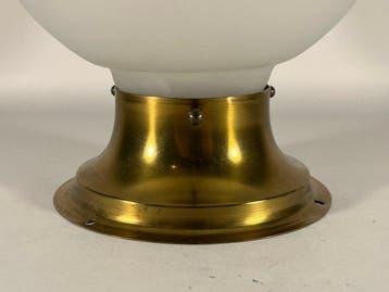 Plafondlamp met lampenkap - Messing, Glas, Keramiek - Volle