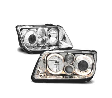 PHARES POUR VOLKSWAGEN VW BORA 98-05 ANGEL EYES FOND CHROMÉ, Verzenden