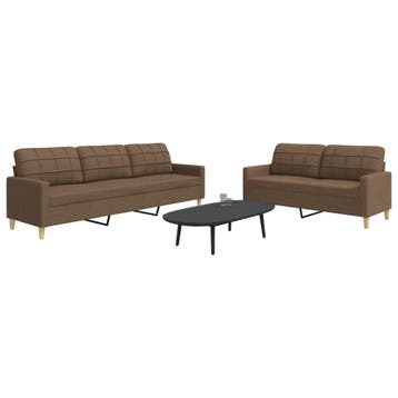 vidaXL 2-delige Loungeset stof bruin, Verzenden, Nieuw