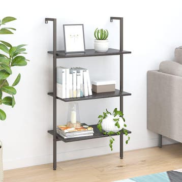 vidaXL Ladderrek met 3 schappen 64x35x120,5 cm zwart, Verzenden, Nieuw