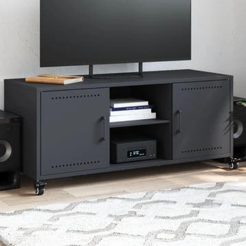 vidaXL Tv-meubel 100,5x39x43,5 cm staal antracietkleurig, Verzenden, Nieuw