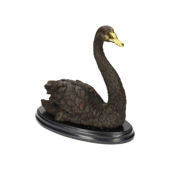 Beeldje - Zwaan - Brons, Marmer, Antiek en Kunst, Curiosa en Brocante
