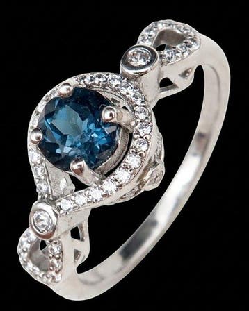 Topaas - Zilver, Le Souffle dAzur – Ring Blauwe Topaas –