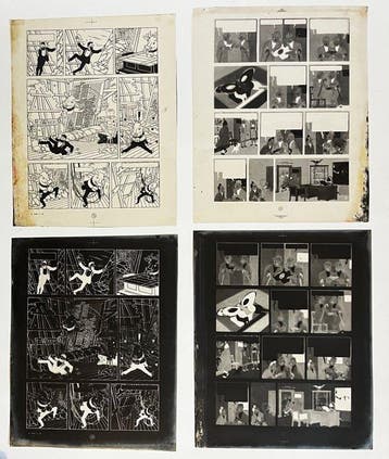Hergé - 4 album - Tintin - Le 7 boules de Cristal - 4X films, Livres, BD