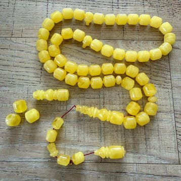 Enkelsteen Amber Rozenkrans, zeldzaam lange imame met de, Verzamelen, Mineralen en Fossielen