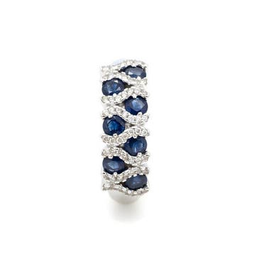 Zonder minimumprijs - Ring Verguld Saffier - Topaas - 18k, Handtassen en Accessoires, Ringen, Nieuw