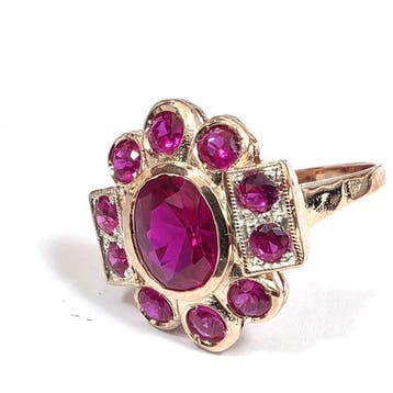 Zonder minimumprijs - Ring - 9 kt. Roségoud, Zilver Spinel -, Nieuw