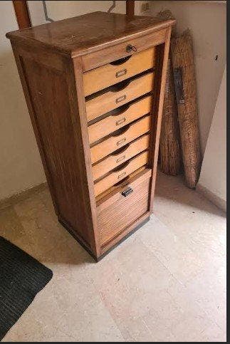 Kabinet - hard hout - Ladenkast met tambourfront