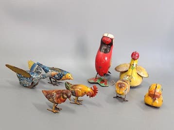 Konvolut Vintage Blechspielzeug Vögel & Enten – 8-teiliges